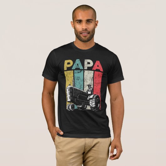 T-shirt Papa Tracteurs Fermier père de l'agriculture rétro (Devant entier)