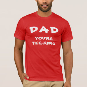 T-shirt Papa Tu es Tee-Rific Golf Pun Blanc Et Rouge