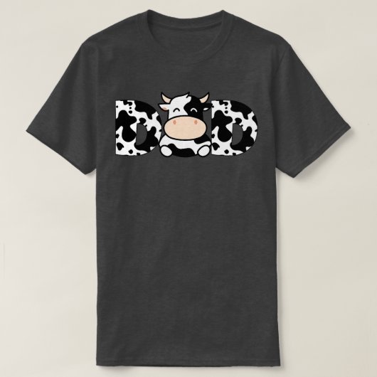 T-shirt Papa Vache Imprimer Noir Blanc Aime Vaches Pères F (Design devant)