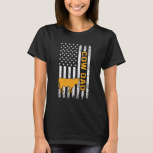 T-shirt Papa Vache Rétro Vintage Drapeau Américain Usa Fêt