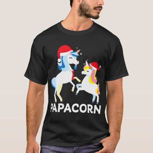 T-shirt Papacorn Unicorn Correspondance Famille Pyjama PJ  (Devant)