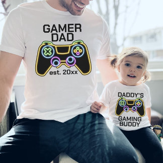T-shirt Papa's Gaming Buddy Père Enfant Gamer Matching