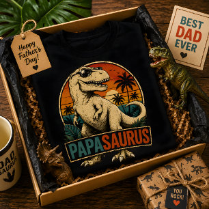 T-shirt Papasaurus T-Rex Dinosaure Rétro Vintage Coucher d