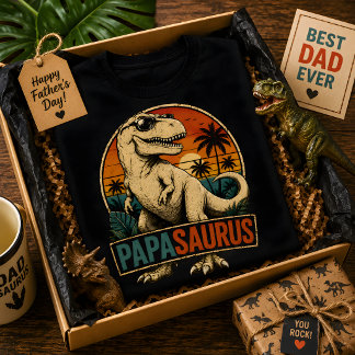 T-shirt Papasaurus T-Rex Dinosaure Rétro Vintage Coucher d