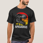 T-shirt Papasaurus T-rex Vintage Retro Sunset (Devant)