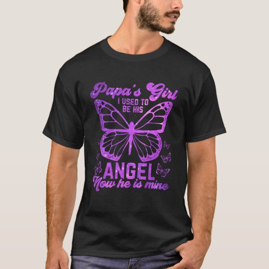 T-shirt Papau2019s Fille Je Serais Son Ange Maintenant Il  (Devant)