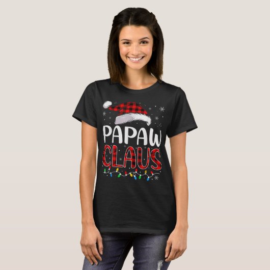 T-shirt Papaw Claus Christmas Lights Matching Family Xmas  (Devant entier)
