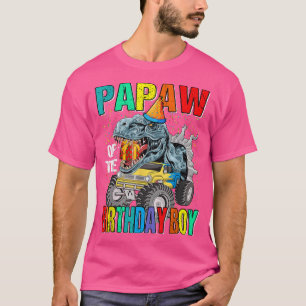 T-shirt Papaw De L'Anniversaire Garçon Monster Camion Dino