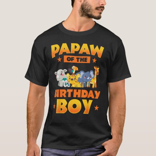 T-shirt Papaw Of The Birthday Boy Zoo Safari Anniversaire (Devant)
