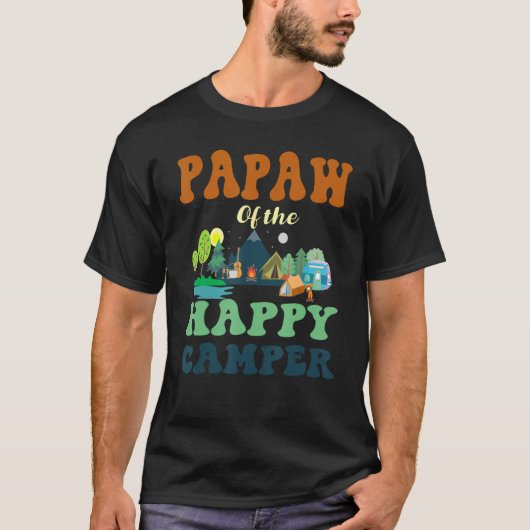 T-shirt Papaw Of The Happy Camper Men 1st Bday Camping Tri (Devant)