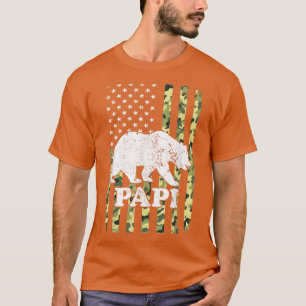T-shirt Papi Bear Camping Randonnée Camouflage USA America