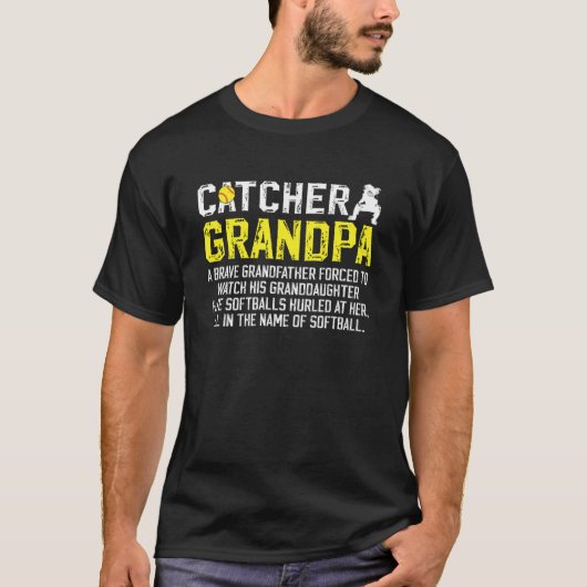 T-shirt Papi de softball attrapeur d'un softball attrapeur (Devant)