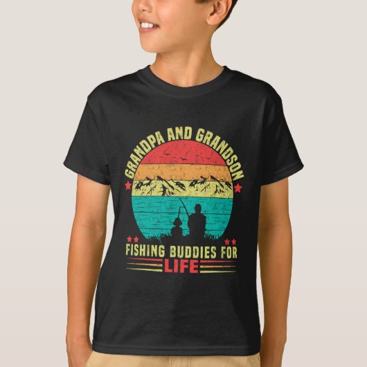 T-shirt Papi et petit-fils, compagnons de pêche pour la vi (Devant)