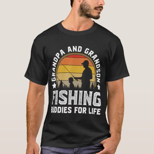 T-shirt Papi et petit-fils, compagnons de pêche pour la vi (Devant)