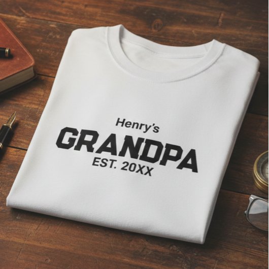 T-shirt Papi moderne établi Ét. Nom Année