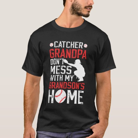 T-shirt Papi receveur de baseball drôle Papi receveur de b (Devant)