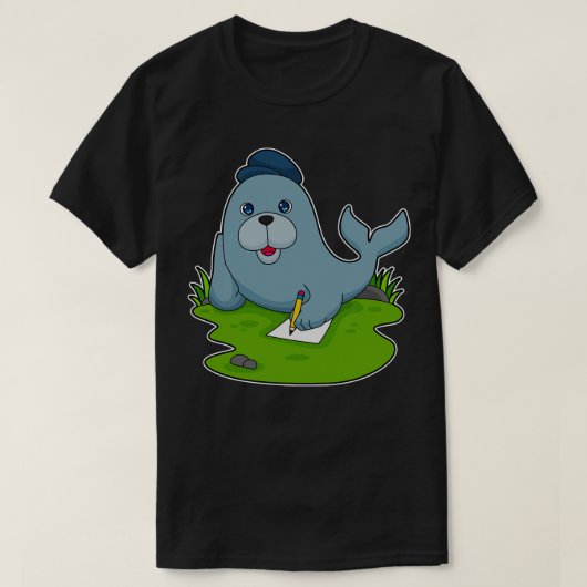 T-shirt Papier crayon de phoque (Design devant)