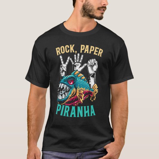 T-shirt Papier de roche Piranha Whisperer Poisson Aquarist (Devant)