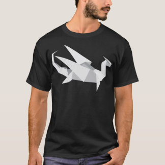 T-shirt Papier Dragon en Gris Origami