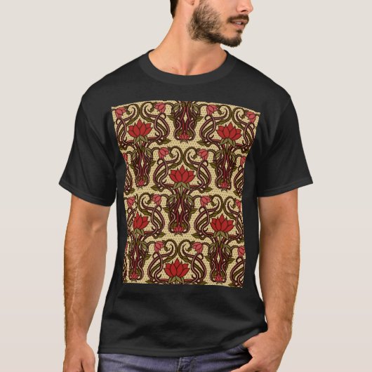 T-shirt Papier peint à fleurs Art Nouveau. (Devant)