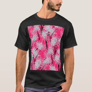 T-shirt Papier peint floral asiatique rétro.