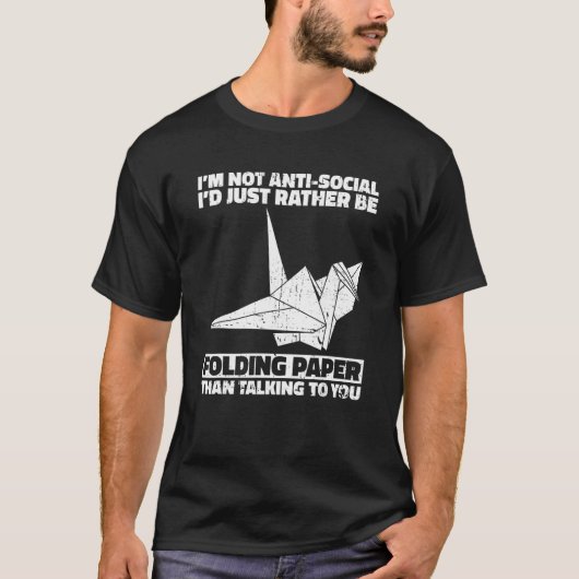 T-shirt Papier pliant Origami pour une grue (Devant)