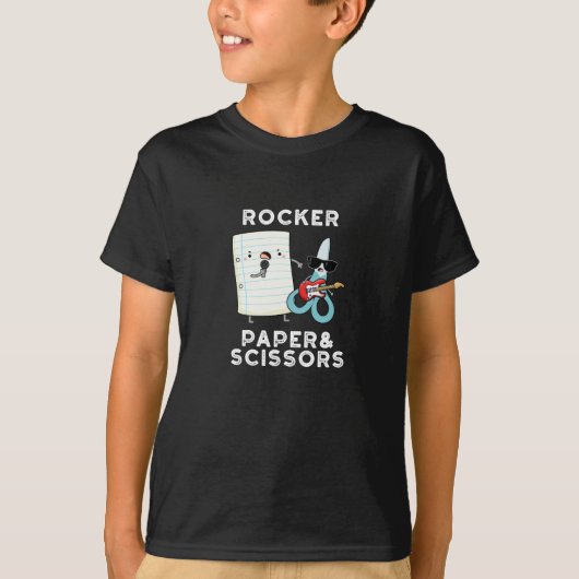 T-shirt Papier Rocker Et Ciseaux Drôle Jeu Jeu Pun Dark BG (Devant)