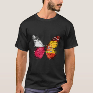 T-shirt Papillon à drapeau espagnol polonais