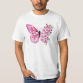 T-shirt Papillon à fleurs avec Sakura rose (Devant)