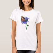 T-shirt Papillon à fleurs bleues (Devant)