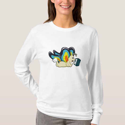 T-shirt Papillon à la lecture avec livre (Devant)