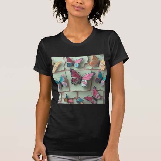 T-shirt papillon à l'aquarelle pour femmes (Devant)