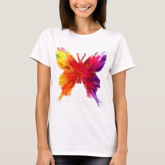 T-shirt Papillon à motif coloré mignon (Devant)