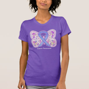 T-shirt papillon à ruban de sensibilisation au can