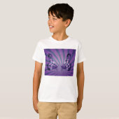 T-shirt Papillon Abstrait pourpre avec ailes rayonnantes (Devant entier)