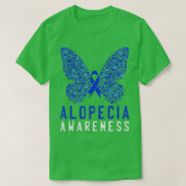 T-shirt Papillon Alopecia Sensibilisation Bleu AA Ribbon S (Design devant)