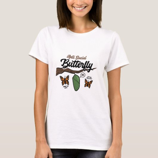 T-shirt Papillon anti social (Devant)