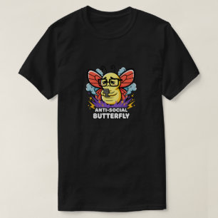 T-shirt Papillon Anti-Social Drôle Introverti Nerd Design