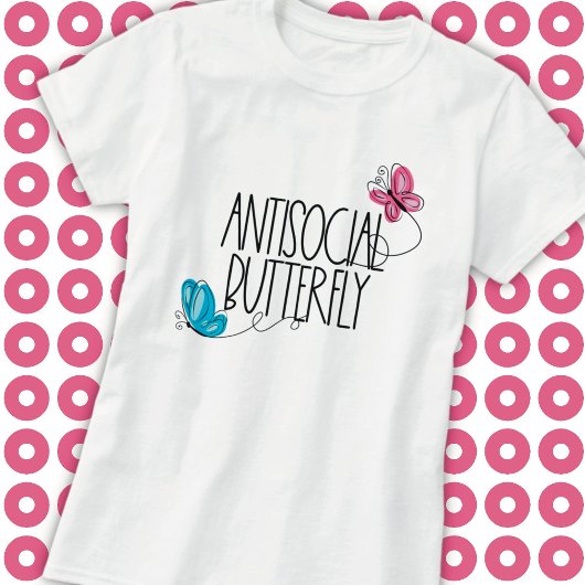 T-shirt papillon antisocial amusant