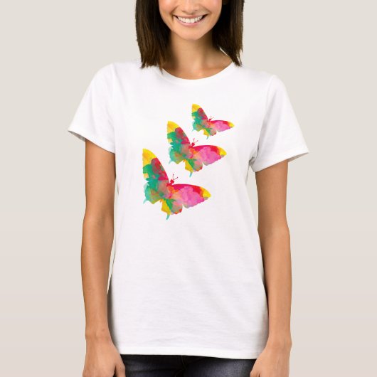 T-shirt papillon aquarelle (Devant)
