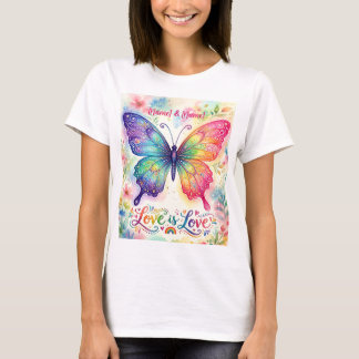 T-shirt Papillon arc-en-ciel aquarelle "L'amour est l'amou