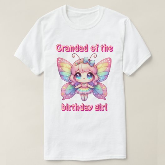 T-shirt papillon arc-en-ciel Grand-mère de fille d'anniver (Design devant)