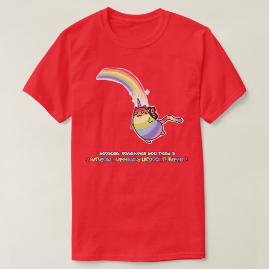 T-shirt Papillon arc-en-ciel Unicorn Kitten (Design devant)