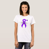 T-shirt Papillon au ruban violet, lymphome de Hodgkin (Devant entier)