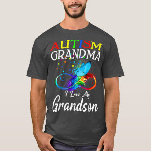 T-shirt Papillon Autisme Grand-mère I Love My Grandson Awa