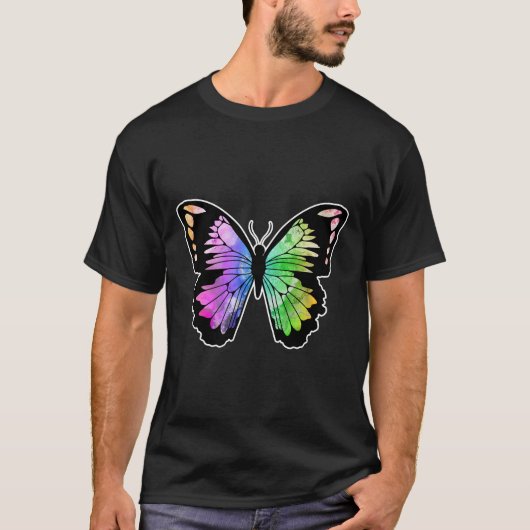 T-shirt Papillon aux couleurs arc-en-ciel (Devant)