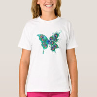 Papillon aux plumes de paon vert