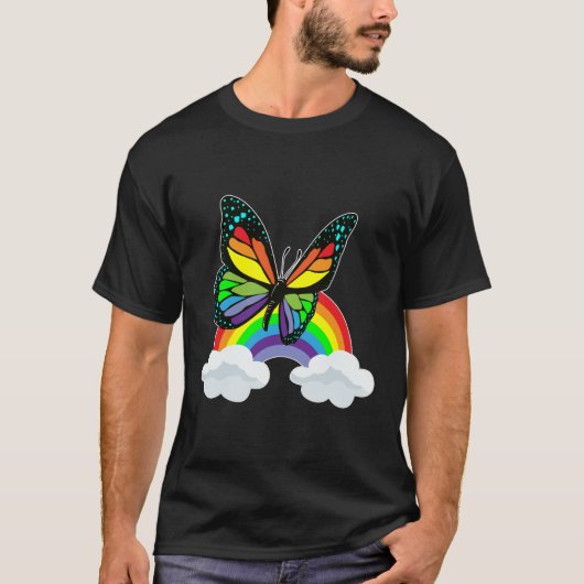 T-shirt Papillon avec arc-en-ciel (Devant)