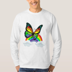 T-shirt Papillon avec arc-en-ciel