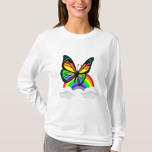 T-shirt Papillon avec arc-en-ciel (Devant)